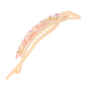 Crystalmood Cellulose Acetate Floral Twist Hair Barrette w/ Rhinestones Green